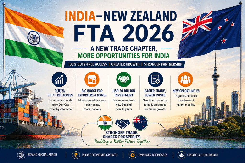 India–New Zealand FTA 2026: Benefits for Indian Exporters